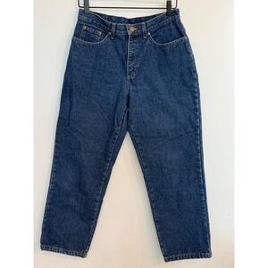 LL Bean Double L Relaxed Fit Flannel Lined Jeans Blue Denim Womens 8 Petite